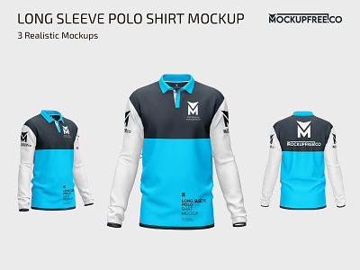 Long Sleeve Polo Shirt Mockup golf jersey longsleevepoloshirt mockup mockups photoshop poloshirt premium psd template templates tshirt