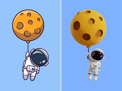 Astronaut Floating with Balloon🧑🏻‍🚀🌕🎈 3d design astroman astronaut astronaut suit balloon blender character cute floating flying icon illustration logo moon nasa party rope sky space sticker