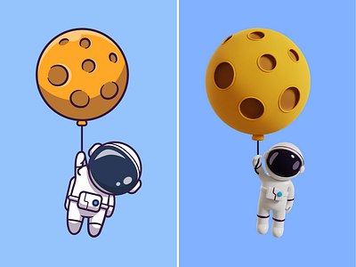Astronaut Floating with Balloon🧑🏻‍🚀🌕🎈 3d design astroman astronaut astronaut suit balloon blender character cute floating flying icon illustration logo moon nasa party rope sky space sticker