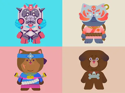 CE11 Character Design 2d adobe character character design dog graphic design gundam illustration ninja samurai sheep vector