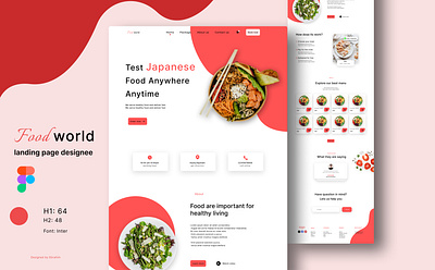 food landing page design branding design figma graphic design illustration ux