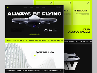 UAV - Delivery Drone Service Landing Page Website business company corporate delivery delivery service design home page landing page modern order professional service startup technology ui ux web web design website website design