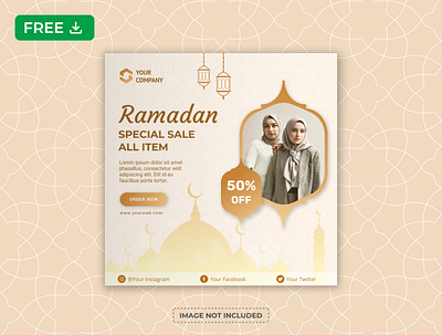 Free ramadan special sale template design decoration gold instagram muslim post ramadan sale social media special