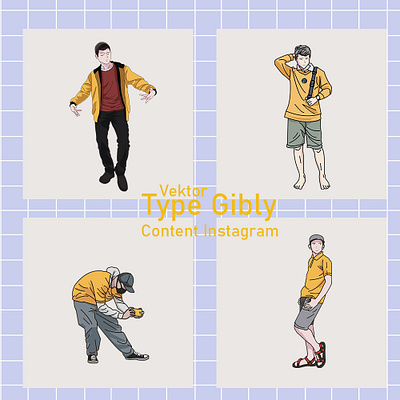 Create asset for content instagram and online stock anime style branding draw human feed graphic design human illustration instagram content logo typography vector