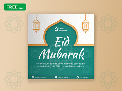 Free eid mubarak ramadan social media template design eid eid mubarak gold green instagram mubarak muslim muslim day post ramadan social media template