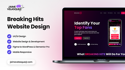 Modern UI Design for BREAKING HITS App Website Marketing design elementor elementor pro graphicdesigns product design ui ux ui web design wordpress