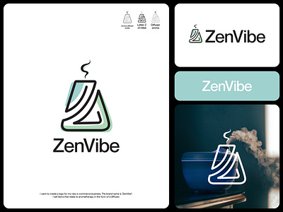 Zenvibe | Letter Z - Aroma - Diffuser bottle company logo aroma bottle aromatherapy branding creative designbox elegant logo graphic design illustration letter z lineart logo logo luxury logo mehedi islam minimal modern logo tech logo technology unique z logo zen