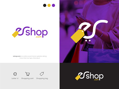 Eshop | letter e - online ecommerce - business platform logo abstract logo alibaba amazon branding business logo ecommerce graphic design icon letter e letter logo logo logotype marketplace online shpping online store shopping cart logo shopping tag vector