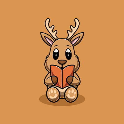 Cute Deer Reading Book adorable impala kawaii ui