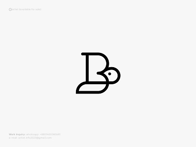 B, bird animal b b letter logo bird logo branding care e commerce icon illustration letter mark line art logo minimalist modern retail simple start up symbol top typhography