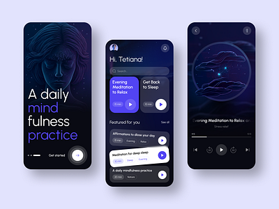 Meditation App branding design graphic design illustration typography ux vector