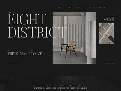 The Eight District Homepage Design architecture black black white clean design district heydesign homepage homepage design industry minimalist typography website design