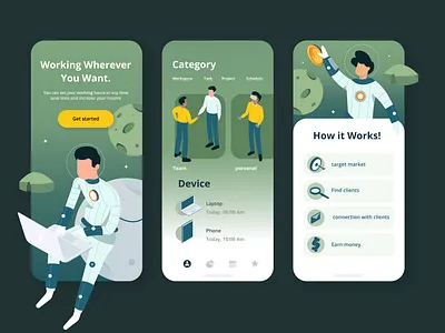Freelancer App Design Exploration graphic design illustration isometric illustration landing page mobile design ui user interface