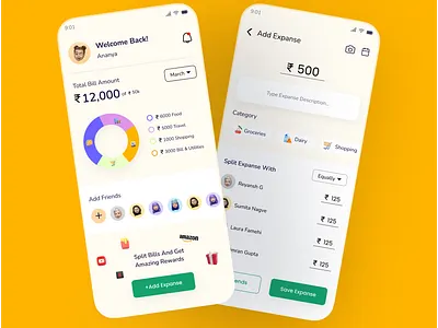 Split Bills App appdesign cleanui design designchallenge figma illustration minimalui mobileapp rewards splitbills ui uichallenge uidesign