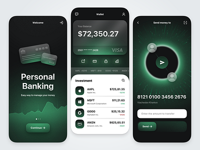 Banking Mobile App app bank card crypto design finance mobile money stocks ui ux