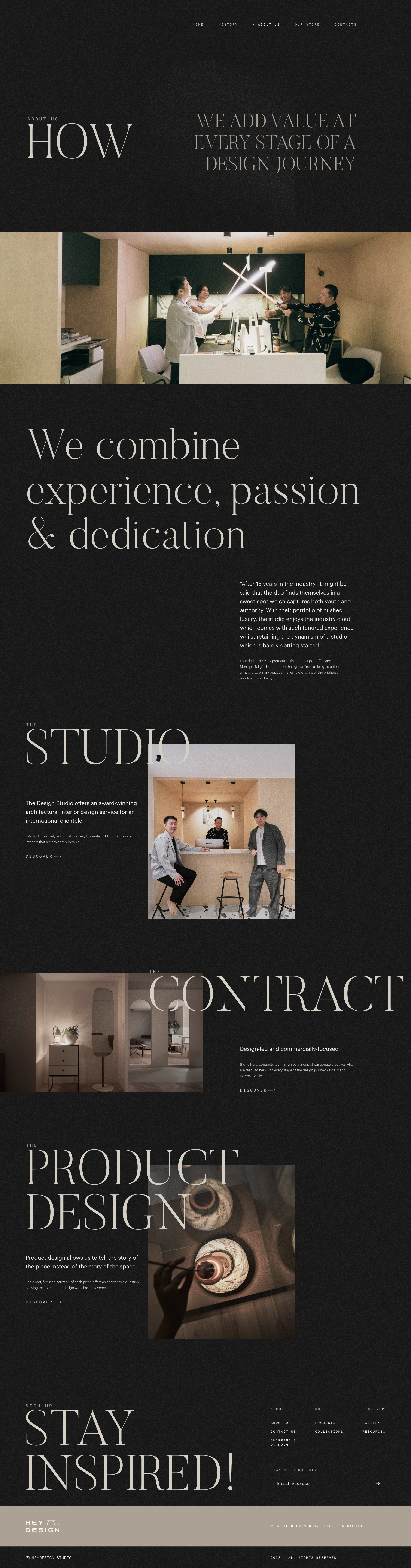 The District Eight About Us Page Design about us black black white branding clean design dark mode heydesign heydesign studio page layout studio ui design website design