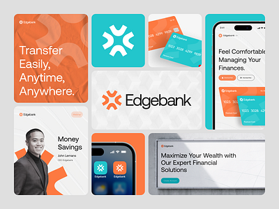 EdgeBank - Visual Brand Identity bank banking brand brand guidelines brand identity brand visual branding finance finance branding implementation logo logo design logogram logomarks logotype mockup money