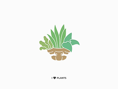 I love plants green hands logo love plants pots