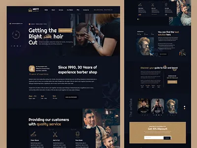 Mett Barber Shop Dark landing page web web design website