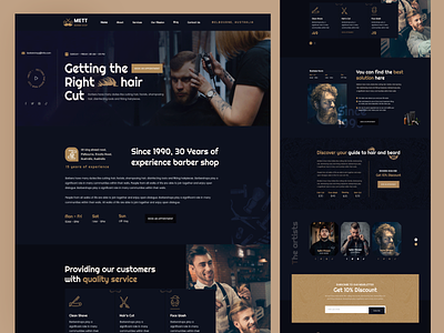 Mett Barber Shop Dark landing page web web design website