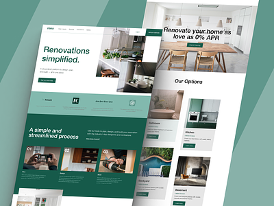 RENO- Renovation Website clean construction decorating designinspiration greeen home page homedecor homeimprovement homemodeling house interiordesign kitchenremodel landing page remodelingtips renovation typography ui web design website