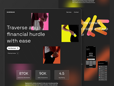 Bank Landing Page Concept banking design footer gradients landing page neo bank typography ui user experience design user interface ux ux ui web design website website design