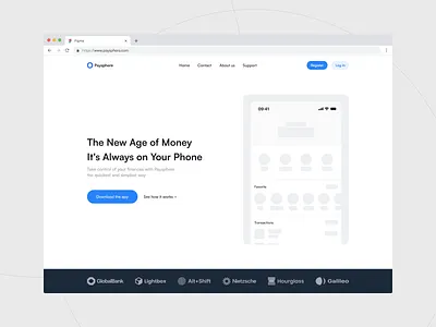 Paysphere - Landing Page bank app banking banking app credit card finance finance app financial financial app fintech fintech app investment landing landing page money money transfer savings transaction web design web finance