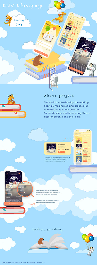 Kid's library/ Mobile app animation app branding design graphic design motion graphics ui ux