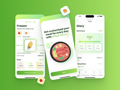 Mobile app of virtual freezer app design design healthy food mobiledesign uxui