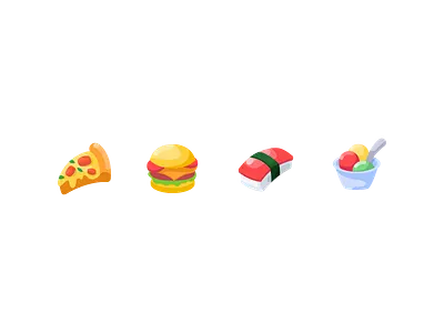 Food Icons 3d delicious fast food food food illustration hamburger ice cream icon icons illustration japan pizza slice sushi