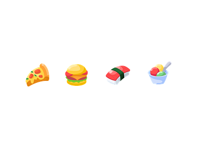 Food Icons 3d delicious fast food food food illustration hamburger ice cream icon icons illustration japan pizza slice sushi