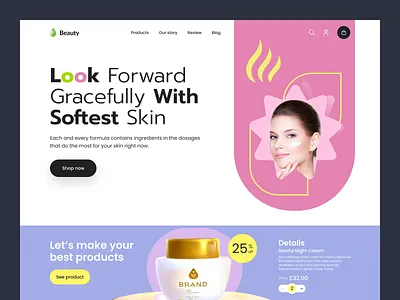Skincare Product Website agency beauty beautywebsite branding clean cosmetics creative design landingpage makeup marketplace nooktiva product salon selfcare simple skin skincare web3 website