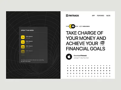 Fintrack - Finance Expenses Tracking App clean dailyui design fintech homepage landing tracker trend ui ux web web design website