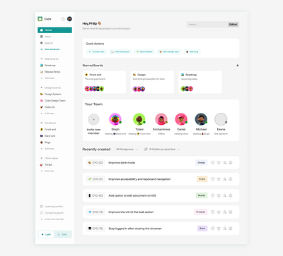 Project Management Dashboard (light mode) ui