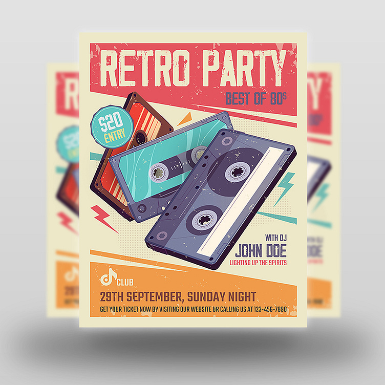 Free Retro Party Flyer by Free PSD Templates on Dribbble