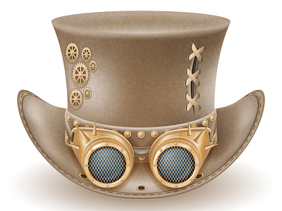 retro steampunk style hat vector illustration glasses hat retro steampunk style