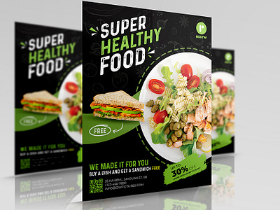 Healthy Food Flyer Template business cafe design fast flyer food healthy illustration leaflet menu poster restaurant