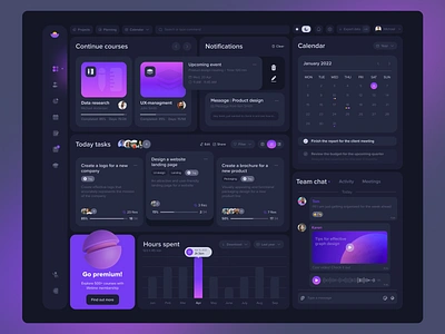 Freelance platform dashboard application calendar chat courses dashboard dashboard ui freelance dashboard interface modern design online education dashoard overview platform project management task team management to do tool ui ux webapp work