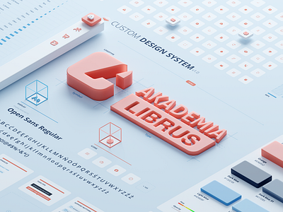 3D scene for Custom Design System 3d blender design system isometric orange ortographic ui