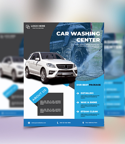 Car Washing Flyer branding car wash flyer design flyer graphic design minimal poster vector