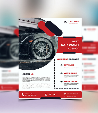 Car Wash Flyer branding car wash flyer design flyer graphic design minimal poster vector