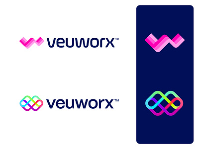 Veuworx - Logo Design branding cloud connect creative letter logo creative logo data ecosystem flow fluent integrate lettermark logo management monogram stream veuworx visual identity design