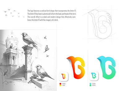 'B' letter of Bird animal apps design bird branding design graphic design green illustration logo typography ui ux vector