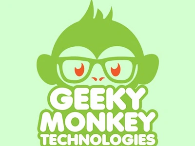 Geeky Monkey Logo Design app branding design graphic design illustration logo typography ui ux vector