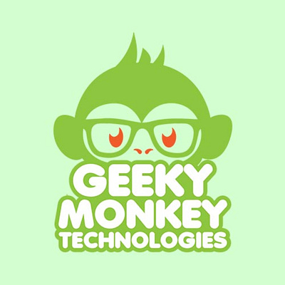 Geeky Monkey Logo Design app branding design graphic design illustration logo typography ui ux vector