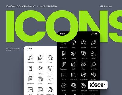 iOSCK² — iOS Customization Kit with Figma source app appe dark figma icon ios ios16 iphone iphone14 iphone15 light mobile screen ui ux