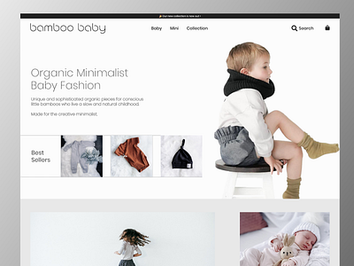 Homepage Mockup - The Bamboo Baby clothing ecommerce fashion minimalist organic ux web web design