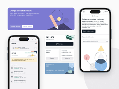 Dascue in Light and Dark themes. app bitcoin clean colours dark design illustration light mobile money significa themes transition ui uiux ux web web app