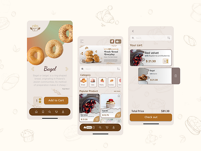 Bakery & Pastry store app app bakery motion graphics ui