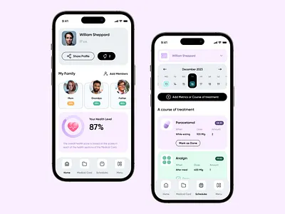Health App app calendar drugs health healthcare healthdots heart icon identity interface ios medication mobile profile schedule therapy ui ux